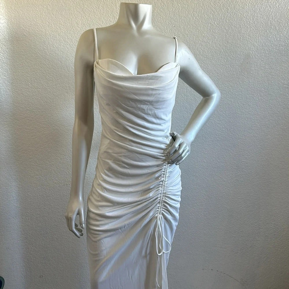 NWT Zara White Draped Midi Dress - Picture 8 of 13